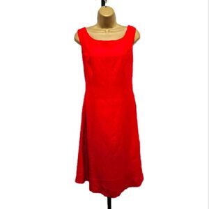 Cocktail Dress Womens Sz 10 Red Lennie for Nina Leonard Linen Blend Backless